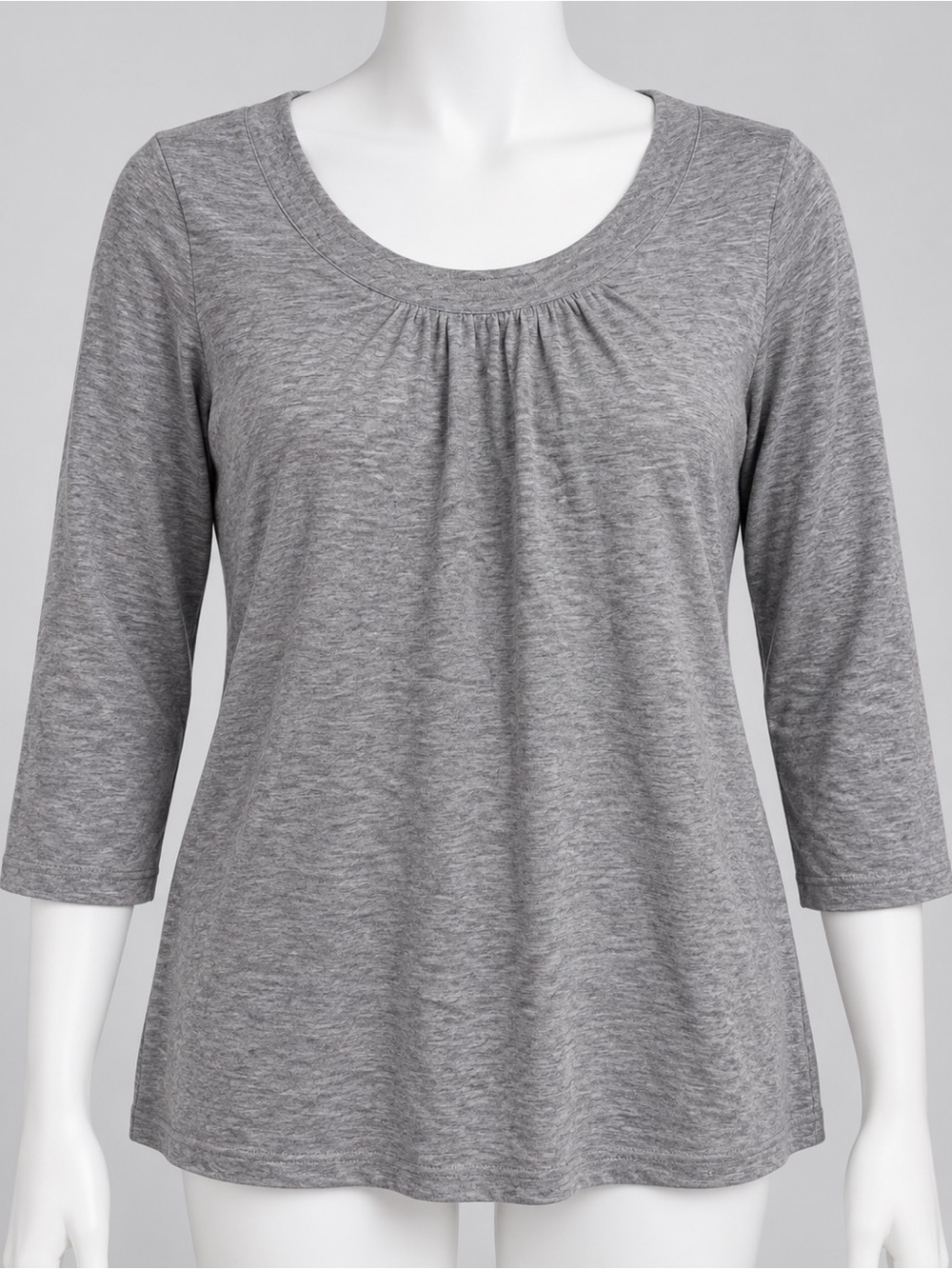 Coldwater Creek Heather Gray Scoop-Neck 3/4 Sleeve Top